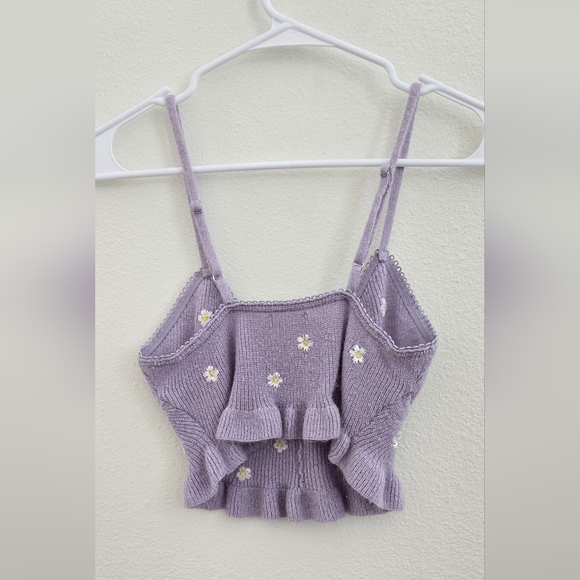 For Love & Lemons embroidered daisy knit crop top Size Small - Picture 6 of 16
